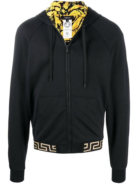 versace black and white hoodie|Versace zip up hoodie.